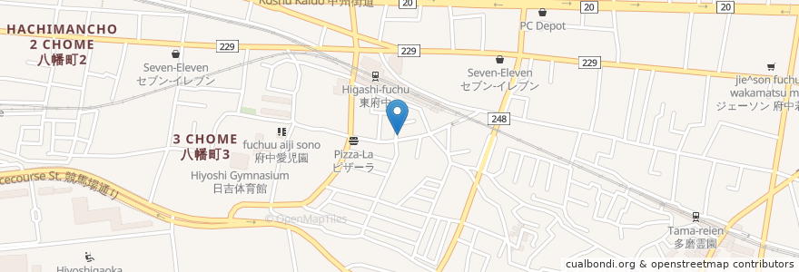 Mapa de ubicacion de 泉二眼科 en Japão, Tóquio, 府中市.