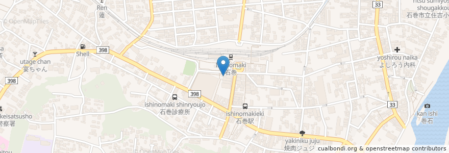 Mapa de ubicacion de FISH BONE en 日本, 宫城县, 石巻市.