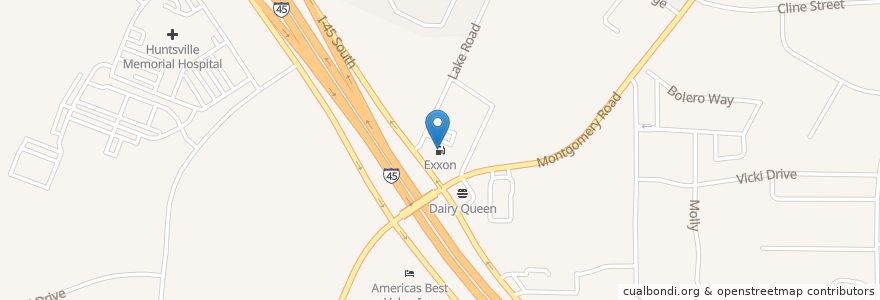 Mapa de ubicacion de Exxon en Stati Uniti D'America, Texas, Walker County, Huntsville.