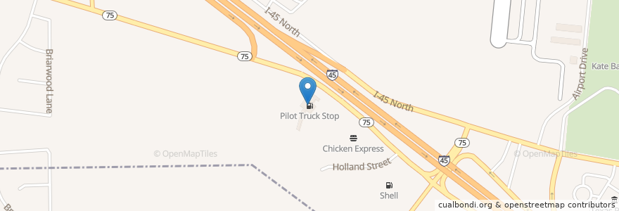 Mapa de ubicacion de Pilot Truck Stop en Estados Unidos Da América, Texas, Walker County, Huntsville.