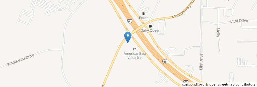 Mapa de ubicacion de Valero en Stati Uniti D'America, Texas, Walker County, Huntsville.