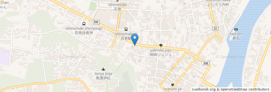 Mapa de ubicacion de 羽黒寿司 en Япония, Мияги, 石巻市.