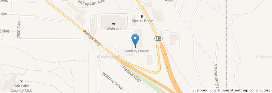Mapa de ubicacion de Bombay House en Stati Uniti D'America, Utah, Salt Lake County, Salt Lake City.