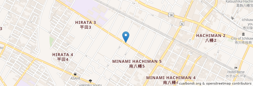 Mapa de ubicacion de ダイイチパーク(DAIICHI PARK) 南八幡5丁目駐車場 en Japon, Préfecture De Chiba, 市川市.