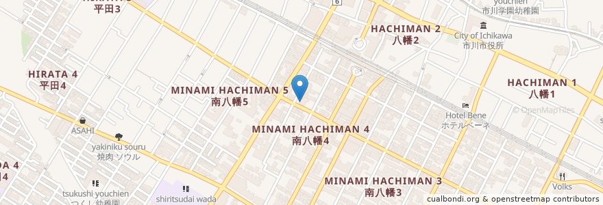 Mapa de ubicacion de 京葉銀行(KEIYO BANK) 本八幡支店 en ژاپن, 千葉県, 市川市.
