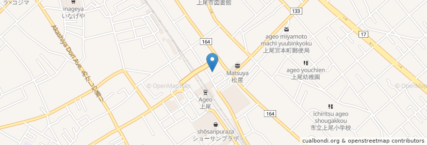 Mapa de ubicacion de ロッテリア en 日本, 埼玉県, 上尾市.