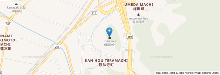 Mapa de ubicacion de 稲荷神社 en 일본, 이시카와현, 金沢市.