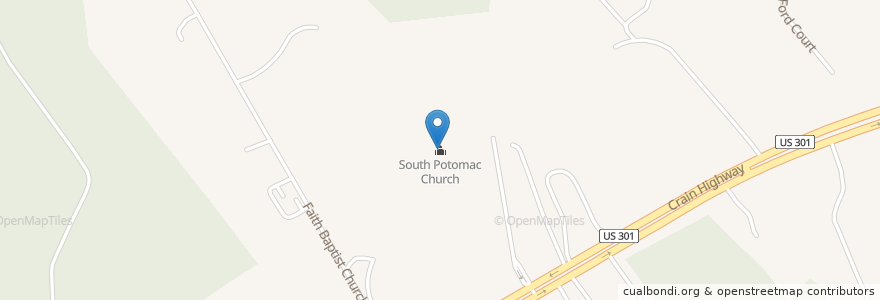 Mapa de ubicacion de South Potomac Church en United States, Maryland, Charles County.