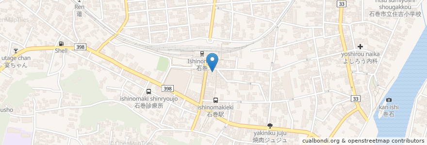 Mapa de ubicacion de 居酒屋わきあいあい en Japão, 宮城県, 石巻市.