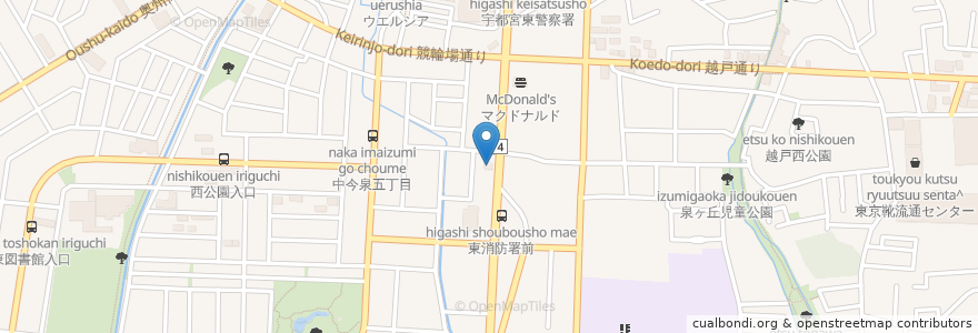 Mapa de ubicacion de 吉野家 en Japonya, 栃木県, 宇都宮市.