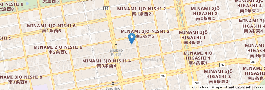 Mapa de ubicacion de マツモトキヨシ en اليابان, محافظة هوكايدو, 石狩振興局, 札幌市, 中央区.
