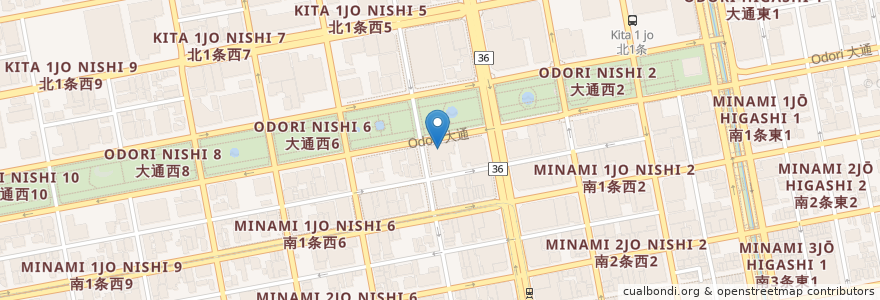 Mapa de ubicacion de 北洋銀行 en Giappone, Prefettura Di Hokkaidō, 石狩振興局, 札幌市, 中央区.