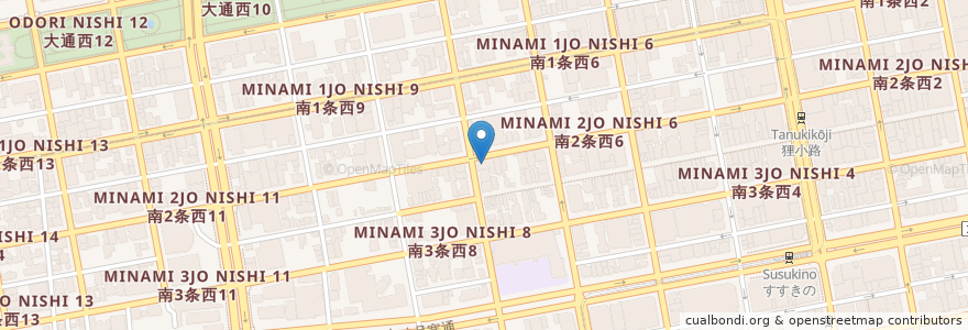 Mapa de ubicacion de 札幌南二条郵便局 en 日本, 北海道, 石狩振興局, 札幌市, 中央区.