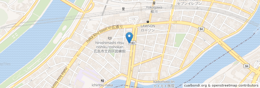 Mapa de ubicacion de JA広島市 en 日本, 广岛县, 广岛市, 西区.