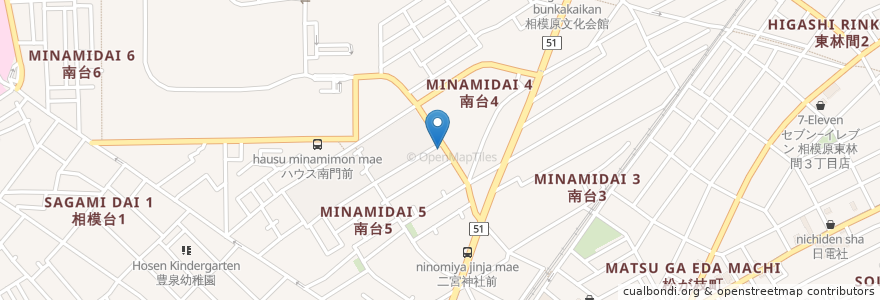 Mapa de ubicacion de やまとく整形外科 en اليابان, كاناغاوا, 相模原市, 南区.