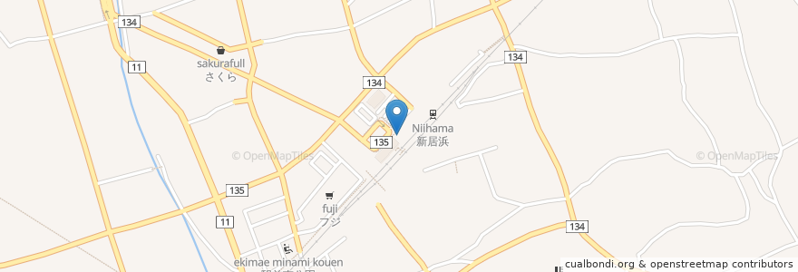 Mapa de ubicacion de 新居浜駅前駐輪場 en Japão, 愛媛県, 新居浜市.