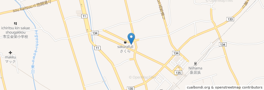 Mapa de ubicacion de 瀬戸内料理 平八 en 日本, 愛媛県, 新居浜市.