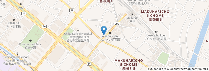 Mapa de ubicacion de 千葉銀行 en Япония, Тиба, 千葉市, 花見川区.