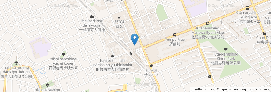 Mapa de ubicacion de 花輪病院附属駅前クリニック en اليابان, 千葉県, 船橋市.
