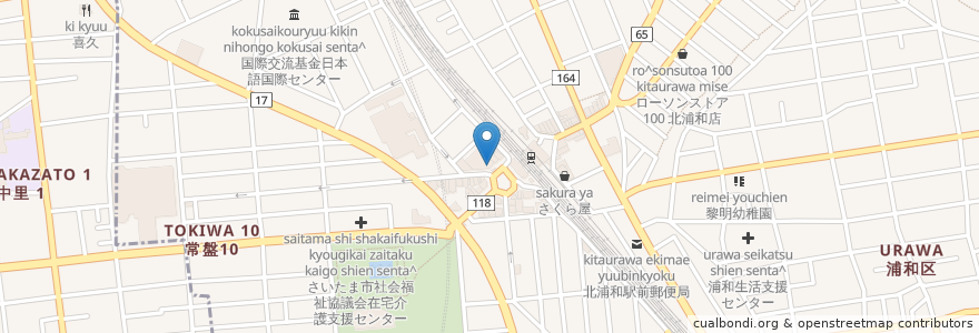 Mapa de ubicacion de 埼玉りそな銀行 北浦和西口支店 en Япония, Сайтама, Сайтама, 浦和区.