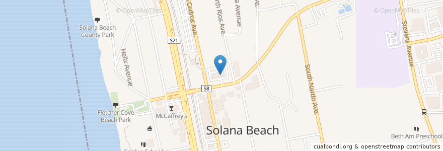 Mapa de ubicacion de Solana Beach Fish House en Соединённые Штаты Америки, Калифорния, San Diego County, Solana Beach.