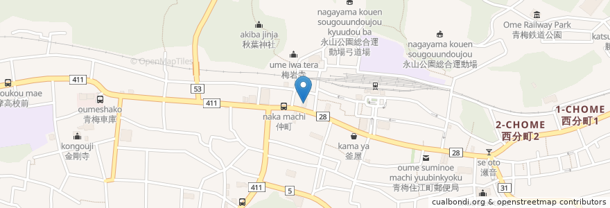 Mapa de ubicacion de 青梅信用金庫 en Japon, Tokyo, 青梅市.