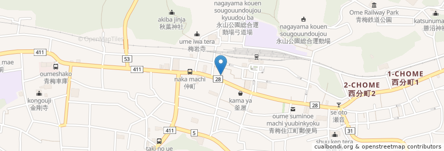 Mapa de ubicacion de りそな銀行 青梅プラザ出張所 en Japan, Tokio, 青梅市.