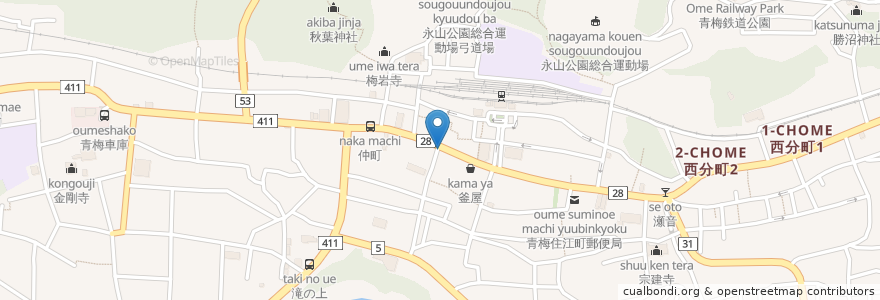 Mapa de ubicacion de お好み焼き 酒田 en Japonya, 東京都, 青梅市.