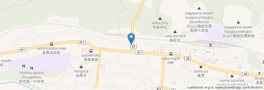 Mapa de ubicacion de 山本薬局 en Japan, 東京都, 青梅市.