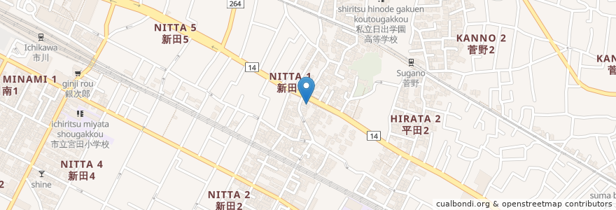 Mapa de ubicacion de トヨタレンタカー en 일본, 지바현, 市川市.