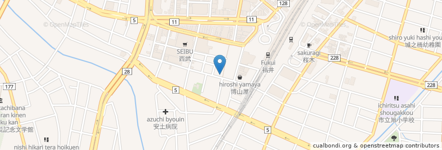 Mapa de ubicacion de 韓国料理 KOREA en Japão, 福井県, 福井市.