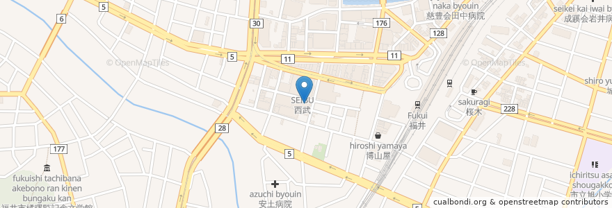 Mapa de ubicacion de テアトルサンク en Giappone, Prefettura Di Fukui, 福井市.