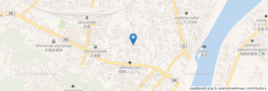 Mapa de ubicacion de さかな処 三吉 en 日本, 宮城県, 石巻市.