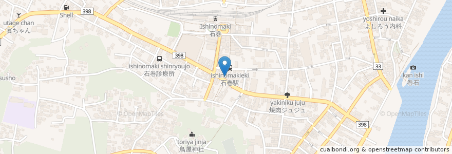 Mapa de ubicacion de かくれ家 en Japón, Prefectura De Miyagi, 石巻市.