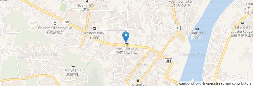 Mapa de ubicacion de 居酒屋 食いしん坊 en 日本, 宮城県, 石巻市.