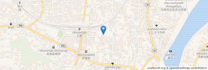 Mapa de ubicacion de 駅前スズキ歯科 en ژاپن, 宮城県, 石巻市.