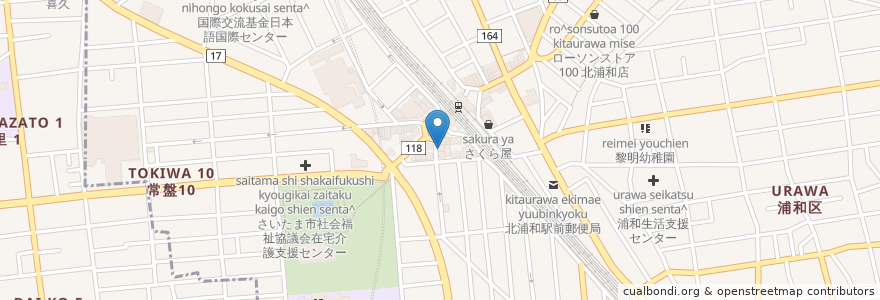 Mapa de ubicacion de 大衆すし居酒屋じんべえ太郎 en Japonya, 埼玉県, さいたま市, 浦和区.