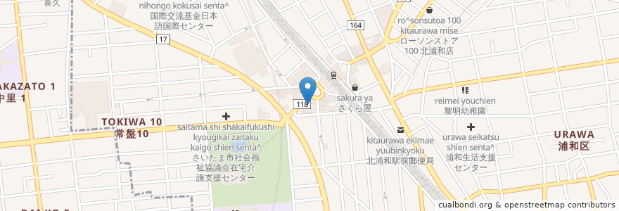 Mapa de ubicacion de 吉野家 en Japan, 埼玉県, さいたま市, 浦和区.