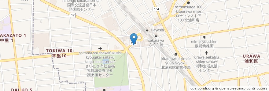Mapa de ubicacion de モスバーガー en اليابان, 埼玉県, さいたま市, 浦和区.