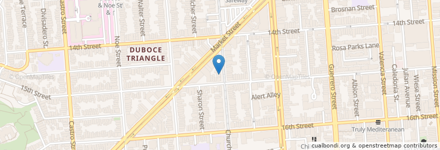 Mapa de ubicacion de Church Street Cafe en Соединённые Штаты Америки, Калифорния, Сан-Франциско, San Francisco.