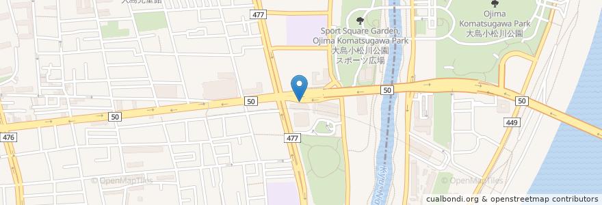 Mapa de ubicacion de 東大島駅前自転車駐車場 en اليابان, 東京都, 江戸川区.