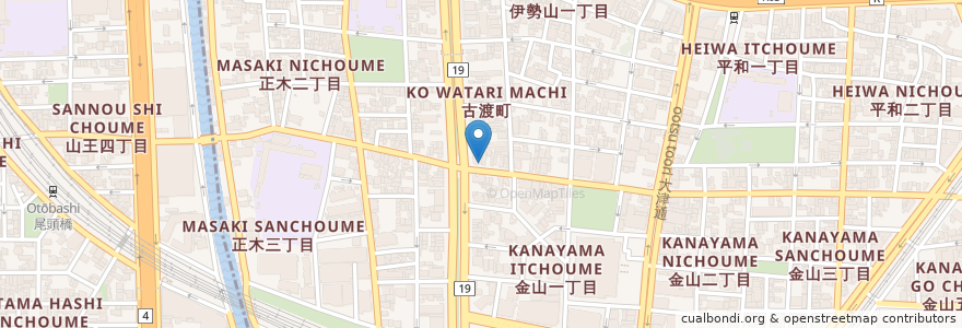 Mapa de ubicacion de おきどき en Japonya, 愛知県, 名古屋市, 中区.