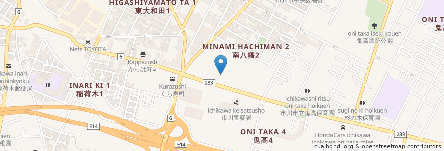 Mapa de ubicacion de 真間川改修事務所 en Japan, 千葉県, 市川市.