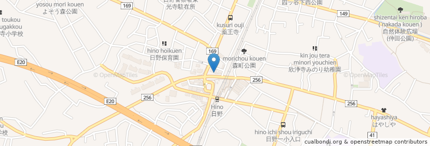 Mapa de ubicacion de ごはん処やよい件 en Japan, Tokyo, Hino.