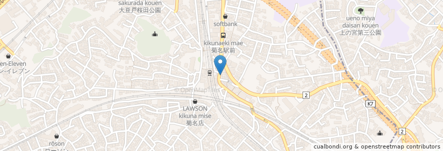 Mapa de ubicacion de 喜九成食堂 en Japan, Präfektur Kanagawa, Yokohama, 港北区.