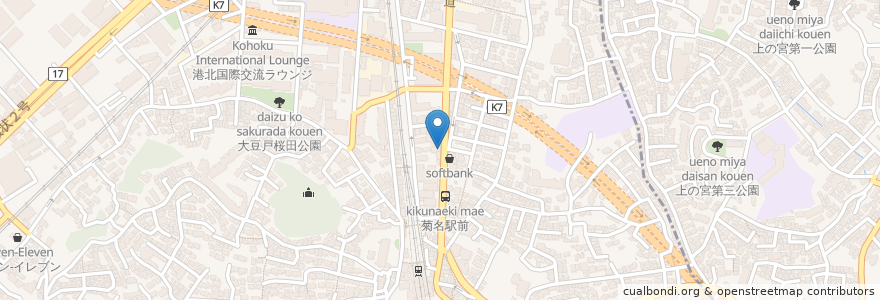 Mapa de ubicacion de ニュータンタンメン本舗 en Japan, Präfektur Kanagawa, Yokohama, 港北区.