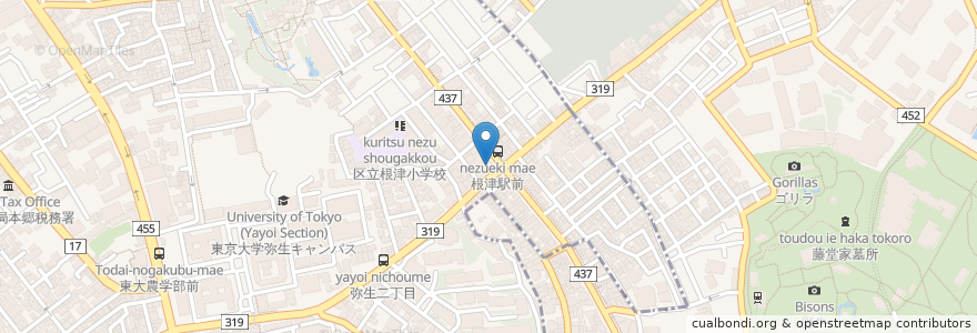 Mapa de ubicacion de 一本堂 en ژاپن, 東京都, 文京区.