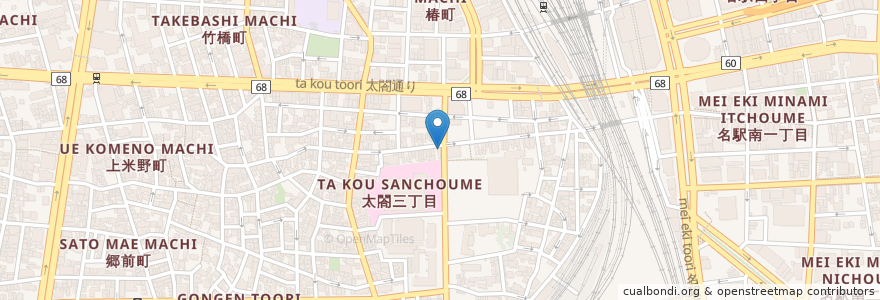 Mapa de ubicacion de フラワー薬局 en Japonya, 愛知県, 名古屋市, 中村区.