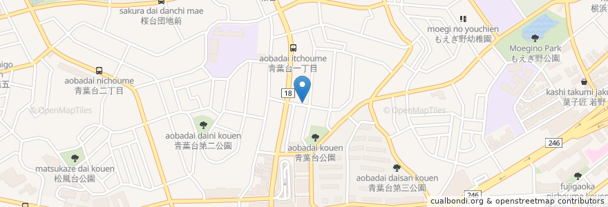 Mapa de ubicacion de ハンガンスンドゥブ en Japan, 神奈川県, Yokohama, 青葉区.