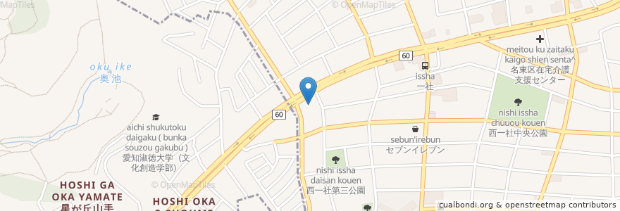 Mapa de ubicacion de 昭和シェル en اليابان, 愛知県, 名古屋市, 名東区.